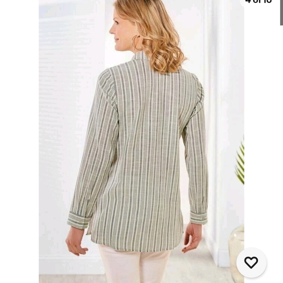 Soft Surroundings PS Top Nautical Striped Sequin Cotton Perla Beaded Embroidered - Picture 4 of 10